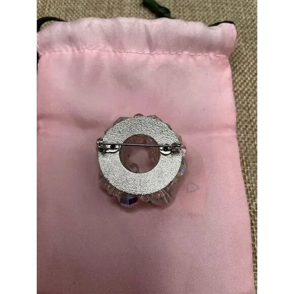 Vintage Aurora Borealis Multicolor Crystal Circle Brooch Granny Core - Picture 2 of 4